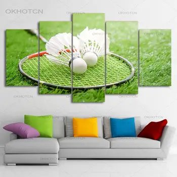 

Modern Canvas Art HD Printed 5 Piece Badminton Racket Painting Gym Sport Poster Wall Art Pictures For Living Room Bedroom Decor