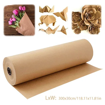 

Brown Kraft Paper Roll For Wedding Birthday Party Gift Wrapping Parcel Packing Art Craft Protection Surface Solid &Easy to Cut