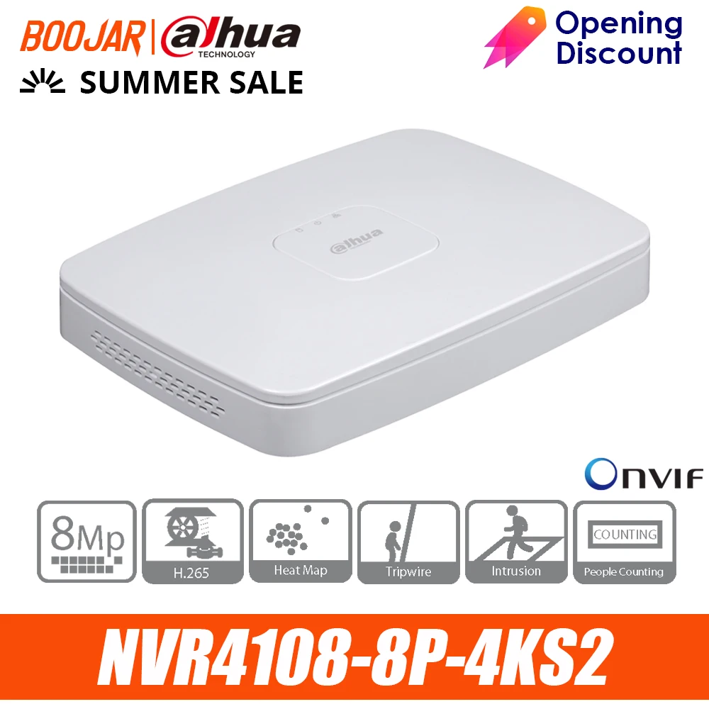 Dahua Original 4K POE NVR4108 8P 4KS2 с 8ch PoE H.265 видеорегистратор Поддержка ONVIF 2 4 SDK
