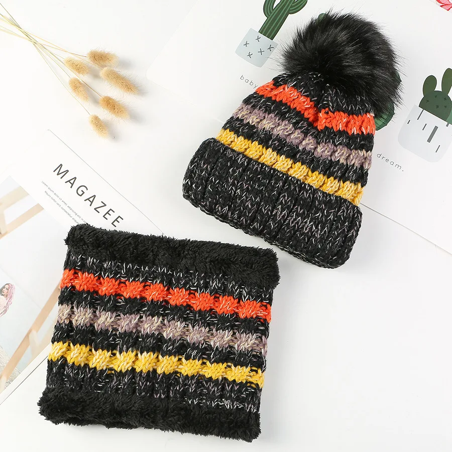 Gorros de punto многоцветный de invierno de marca para mujer gorros gruesos y calientes gorros de gorro de punto para mujer
