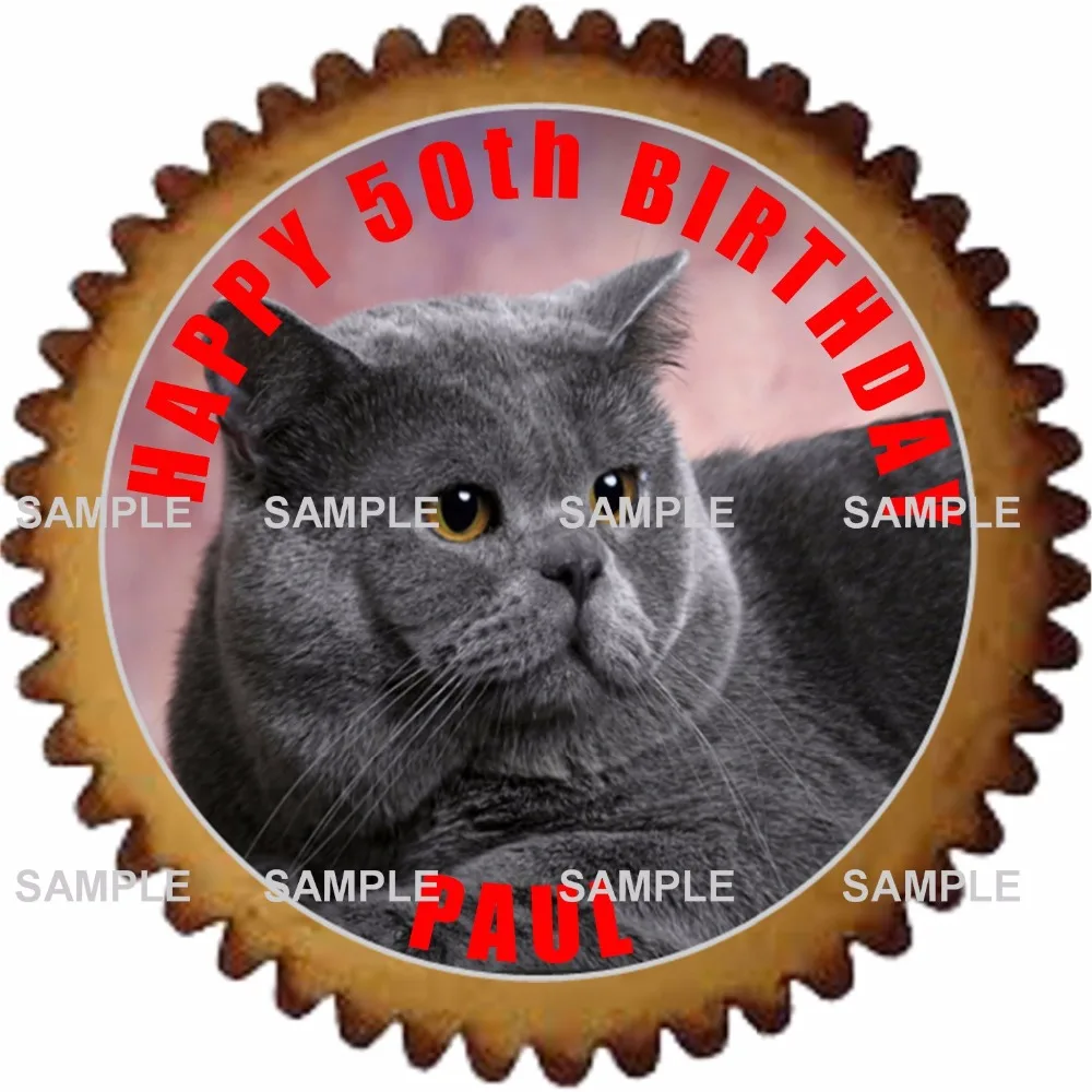 Серый Cat съедобный торт фигурки жениха и невесты Вафли риса Бумага для торта кекс