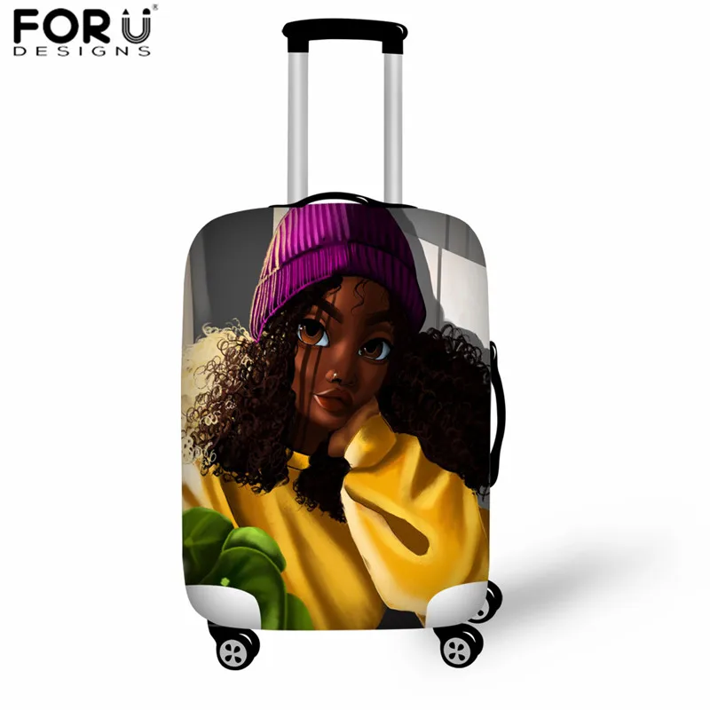 Z5183 FORUDESIGNS, Африканский чемодан для девочек, защитный чехол, мультяшный, черный, художественный, для леди, багаж, чехол для женщин, женские аксессуары для путешествий - Цвет: Z5183