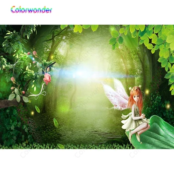 

Fantasy Forest Peri Children Birthday Party Baby Shower Photography Backdrop Photographic Backgrounds For Photo Studio