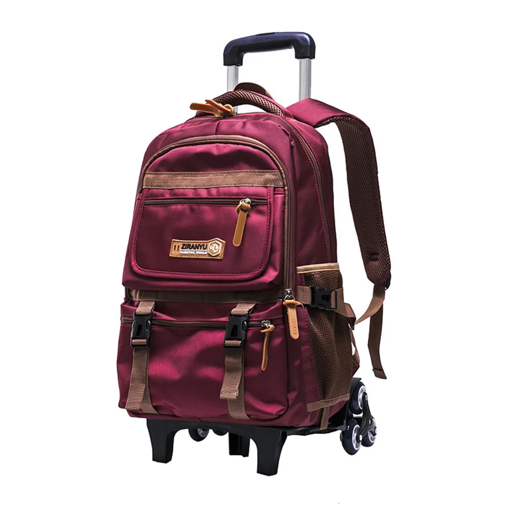 2/6 Casual Children Rolling School Backpacks Arrival Wheels Detachable Boys Girls Trolley School Bags Kids Backpack Bookbag - Цвет: 6 wheels red