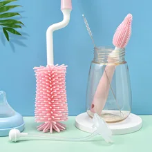 Ensemble de brosses de nettoyage pour biberons en Silicone, rotation à 360 degrés, pour tétines de bébé, tasse, embout souple, nettoyeur de qualité alimentaire 