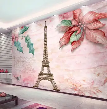 

Pink Flower Wall Mural for Living Room 3d Photo Cloth Paper Wall Paper Papel De Parede Flower Contact Paper Home Decorative