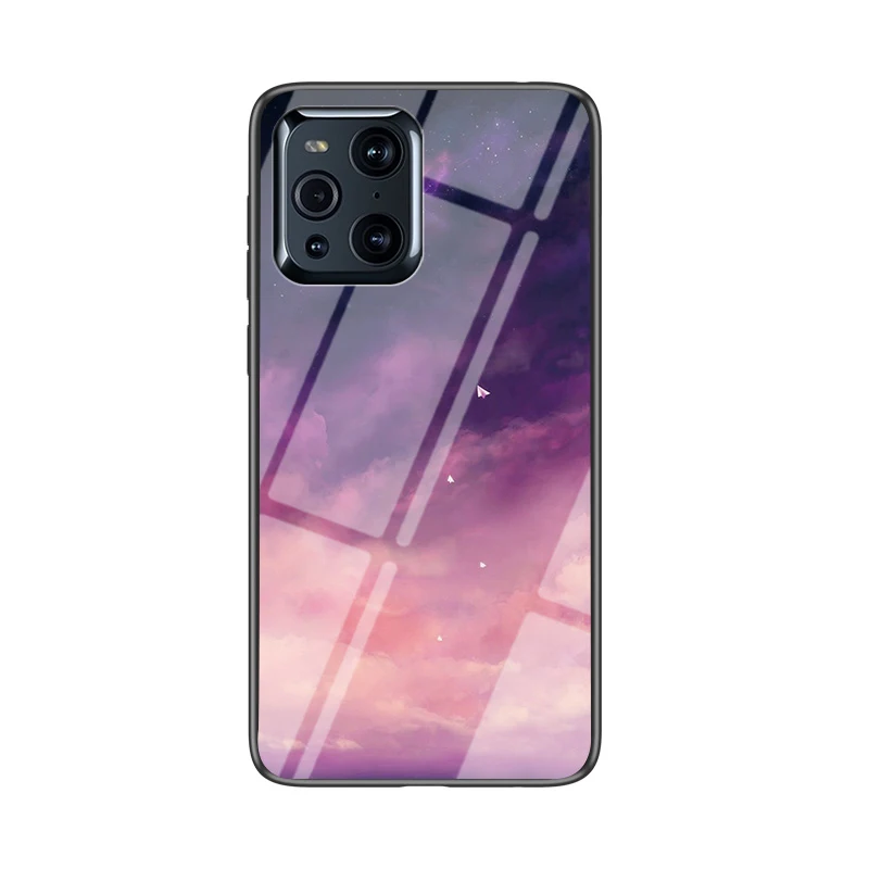 waterproof phone holder Painted Glass Phone Case For OPPO FindX3pro X2Pro F19Pro Plus F17Pro R9S R9PLUS R15X Protective Case starry sky Luxury TPU Funda samsung flip cover Cases & Covers