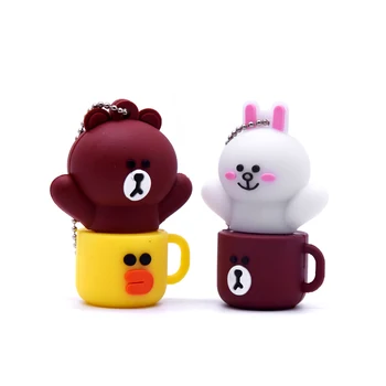 

USB Flash Drive Cartoon Bear Cup Pen Drive 4GB 8GB 16GB 32GB 64GB Kenny Rabbit Memory Stick Creative Gift Pendrive Cle Usb Stick