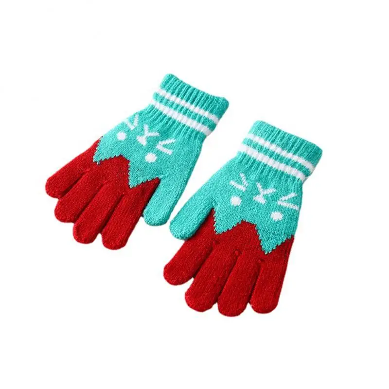 1 Pair Winter Full Finger Gloves Boys Girls Cute Cartoon Cat Gloves Winter Thick Knitted Gloves Warm Gloves For Baby 6-12 Years boots baby accessories	