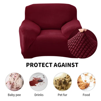 

1/2/3/4 Seat Sofa Cover Waterproof Solid Color Universal High Stretch Slipcover Elastic Couch Cover Sofa Covers For Dining Room
