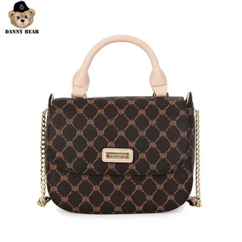 

Danny Bear Synthetic Leather Crossbody Bag Vogue Coffee Plaid Bear Series Handbag Female Business Shoulder Bag DMDB9116008-009A