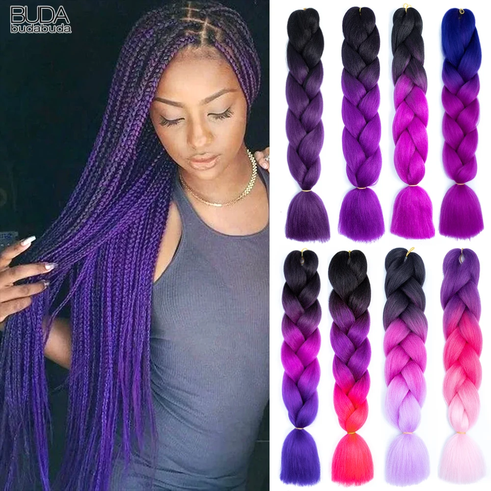 Synthetic Jumbo Braids Kane Kalon Hair For African Braid 24Inch Crochet Box  Braiding Hair Extensions Attachment For Women Purple