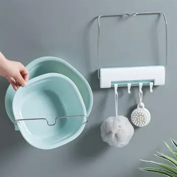 

Wall Mount Kitchen Storage Rack Multifunctional Washbasin Hanging Hook Bathroom Towel Storage Holder for Kitchen Bathroom