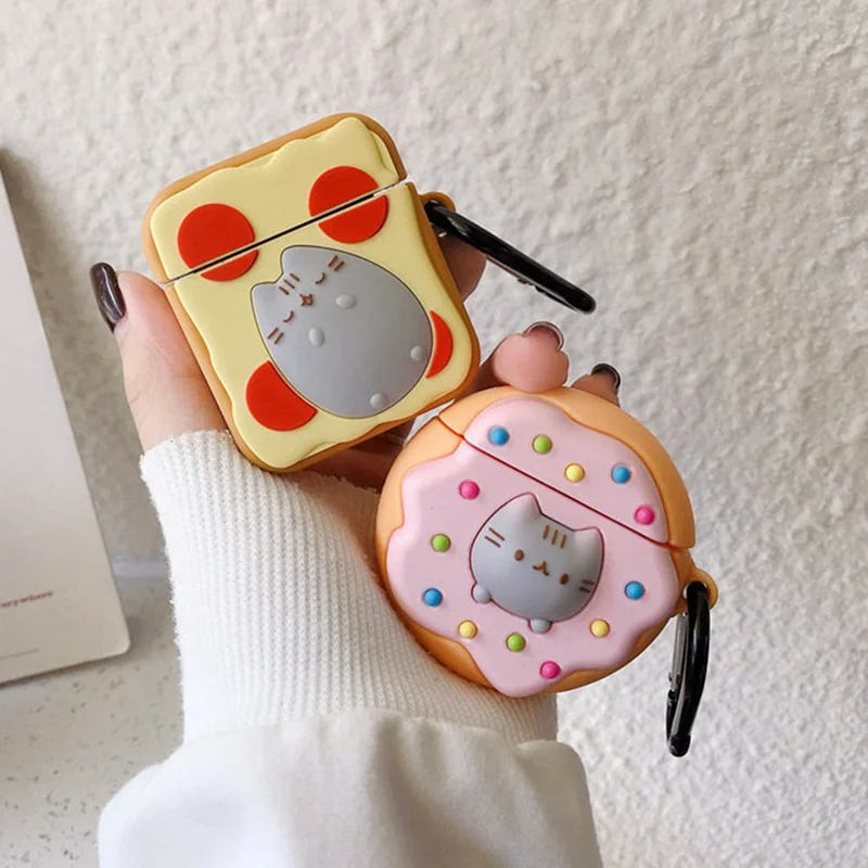 Милый пончик кошка котенок тост Прекрасный 3D мягкий силиконовый Airpods хороший подарок для Apple Airpods2 Bluetooth наушники чехол