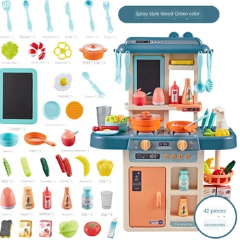 

Toy Gift Children's 63cm Simulation Sound and Light Water Spray Kitchen Cooking Tableware Set Pretend Play Kitchen Toys