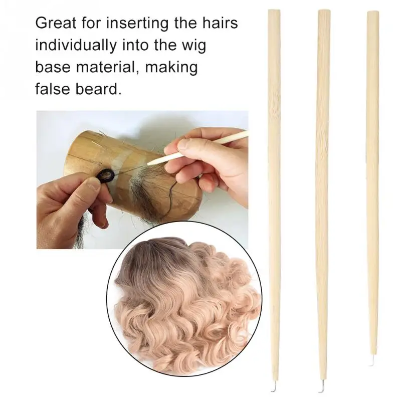 Завязывание волос вентилирующая игла с деревянной ручкой кружевной парик ложная борода Делая ремонт ткачество для волос