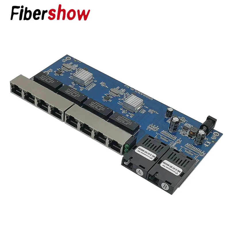 Гигабитный Ethernet коммутатор волоконно-оптический медиа конвертер PCBA 8 RJ45 UTP и 2 SC