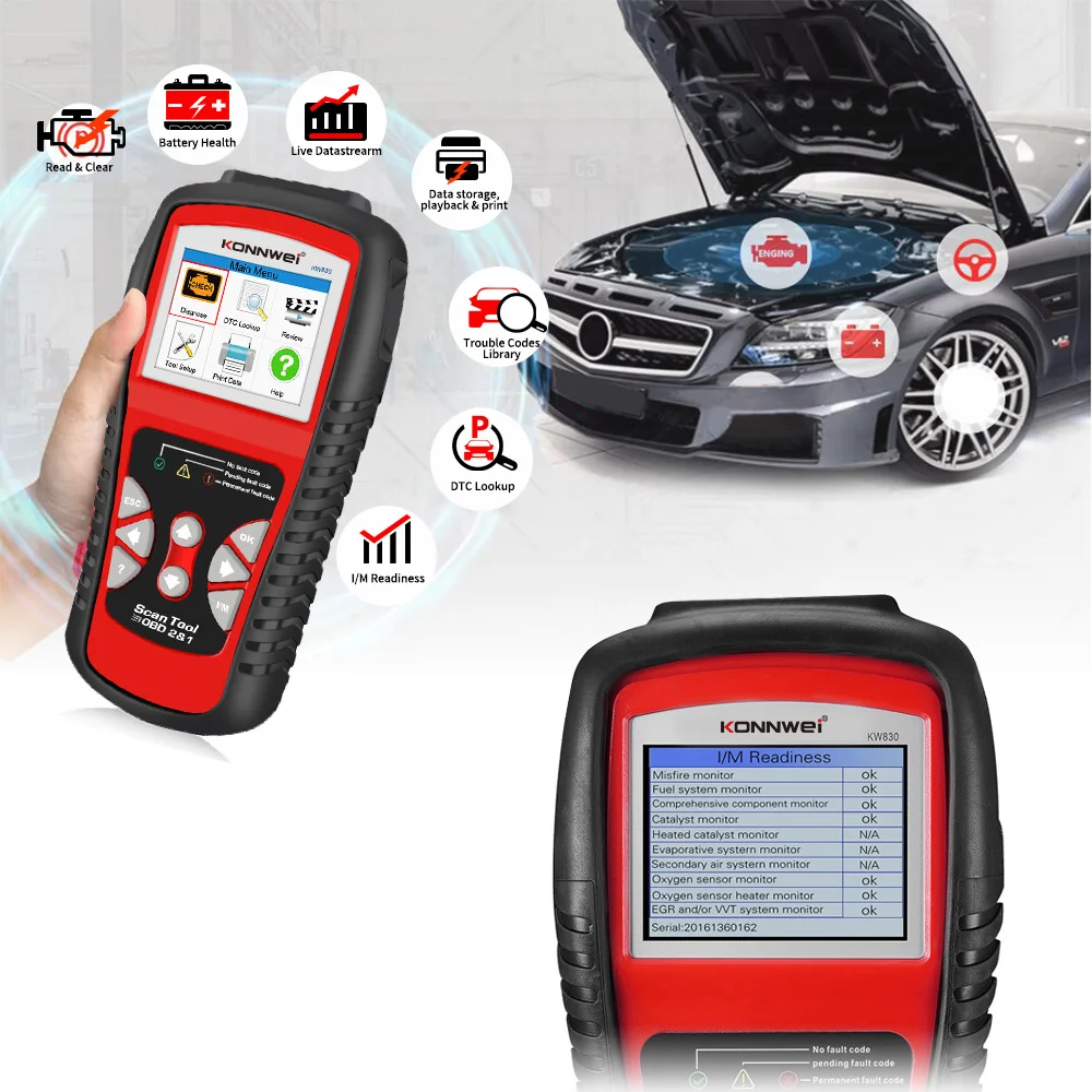 KONNWEI KW830 OBD2 EOBD считыватель кода неисправностей автомобиля Автомобильный сканер obd