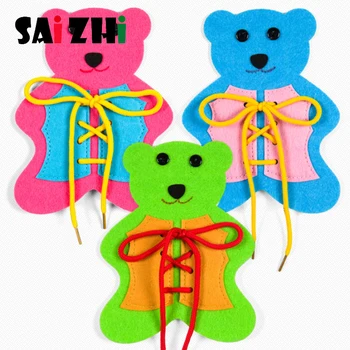 

Saizhi Kids Button threading Clothes Buttons lacing Toy, wearing rope threading Sensory Early Educational toys