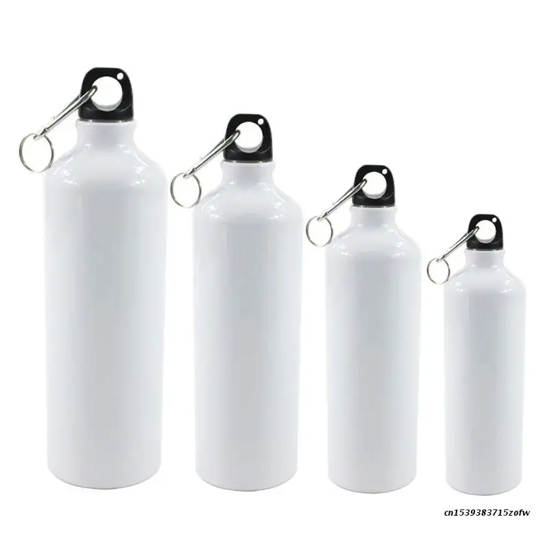 White Blank Sublimation Water Bottle with Carabiner Aluminum Leakproof Kettle 