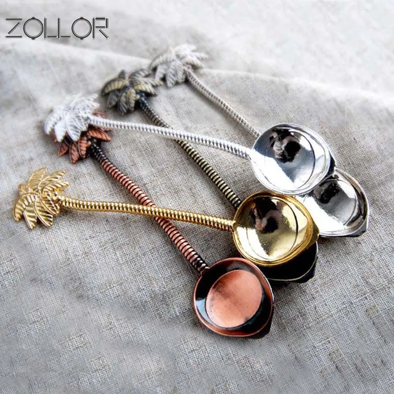 

ZOLLOR new Spoon coffee tea spoon vintage wind stainless Retro tropical Coffee Spoon Sugar Tea Dessert Cutlery Kitchen Tableware