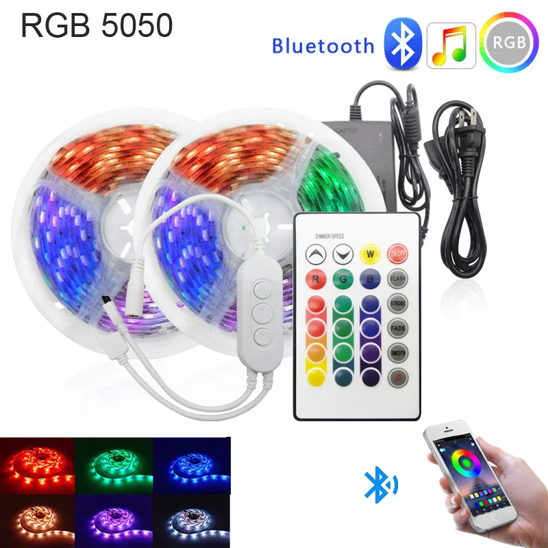 Bluetooth музыкальный светодиодный ленточный светильник 5050 SMD 2835 гибкая лента fita 5 м 10