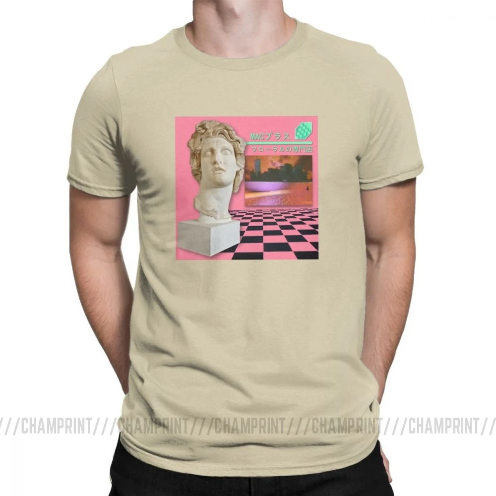Мужские футболки, Macintosh Plus, цветочный шопп, для отдыха, короткий рукав, испаритель, футболка, вырез лодочкой, топы, хлопок, футболка с принтом - Цвет: Хаки