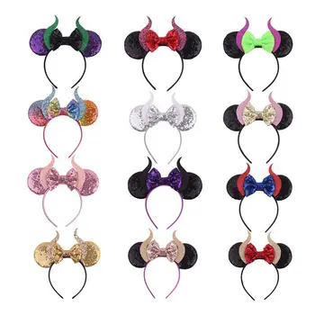 

12colors Maleficent Pora Headwear Unique Halloween Stereo Devil HornsHeadband Gothic Sheep Horn Headdress Hairband Cosplay