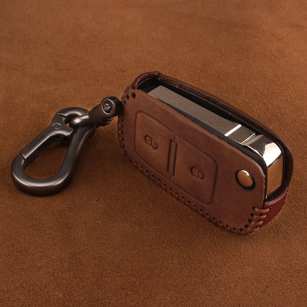 Кожаный чехол KEYYOU для ключа с дистанционным управлением кнопкой 2/3 Volkswagen VW Passat Polo