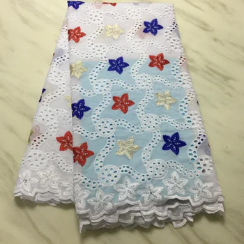 

100% Cotton African Laces Fabric 2019 High Quality Lace French Swiss voile Embroidery Lace Fabric 5Yards Wedding FP-1126