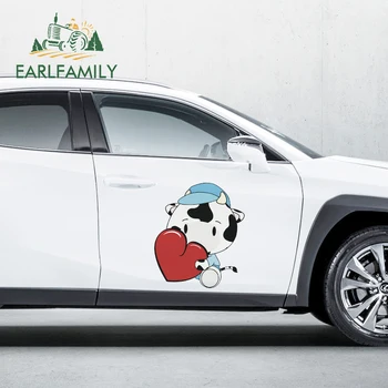 

EARLFAMILY 43cm x 36.4cm for Sweet Kawaii Valentines Baby Cow Car Sticker Windows Surfboard Decals Laptop Vehicle Decoration