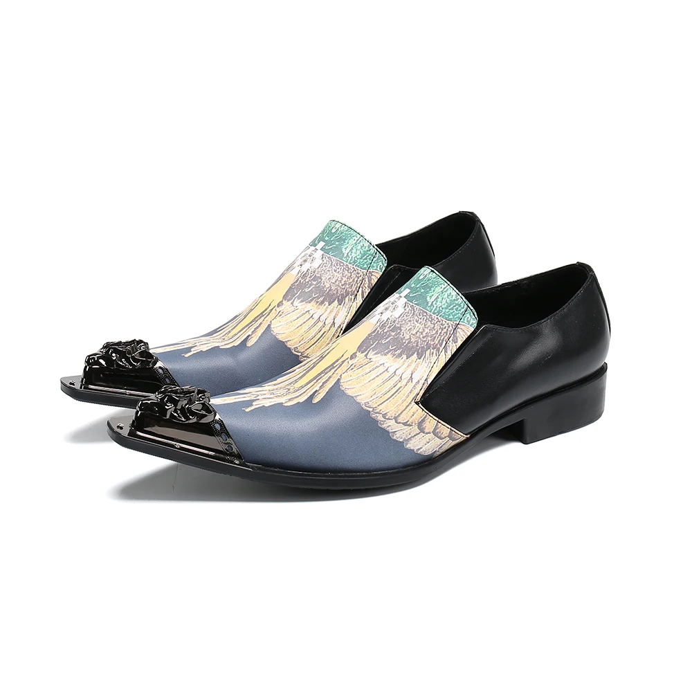 

Winter Slip on Party Shoes Steel toed Wedding Shoes Handmade Genuine Leather Pointed toe Dress Shoes Big Size 47