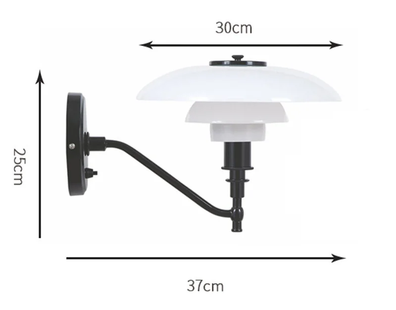 Скандинавский светодиодный настенный светильник PH, современный стеклянный настенный светильник для балкона, спальни, кабинета, отеля, кофе, художественный декор, светильник, лофт светильник - Цвет абажура: Black