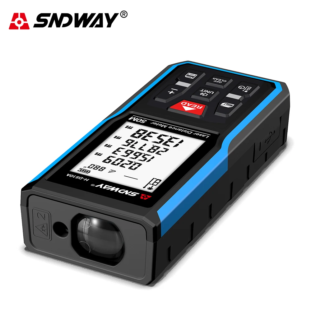 Sndway Rechargeable Laser Rangefinder Electronic Roulette Laser Measure 50M 70M 100M 120M Range Finder Digital Meter Lazer Tape