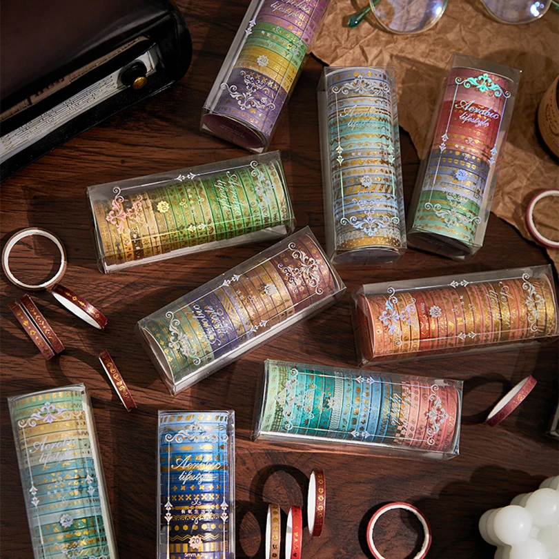 20Pcs Slim Washi Tapes Diary Decoration Retro Masking Tape Gold Foil Cinta Adhesiva Decorativa Scrapbooking Supplies Washi Tape 2