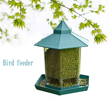 

Plastic Wild Bird Feeder Shaped Hexagon Gazebo Hanging Outdoor Garden Decoration for Household Animal Birds Supply