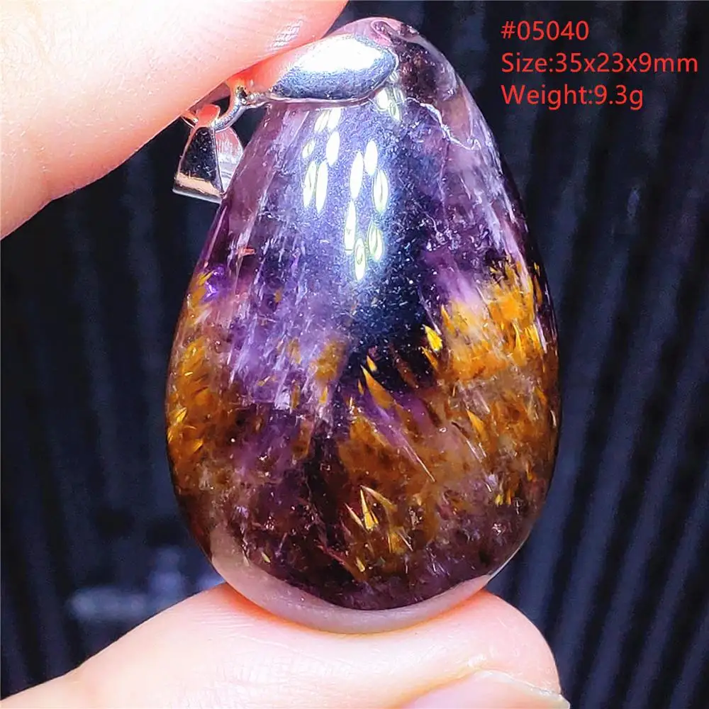 Natural Cacoxenite Purple Rutilated Red Auralite 23 Pendant Canada Gemstone Necklace Crystal Water Drop Jewelry AAAAA pendant necklace