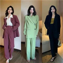 Costume rétro ample 2 pièces pour femmes, nouveau Design Sense, décontracté, pantalon, élégant, vêtements de bureau, Blazer, printemps/automne 