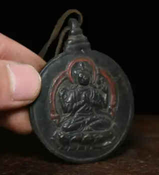 

wedding decoration Tibet Buddhism Bronze 4 Hands Guan Yin Protective Talisman Charts Amulet pendant