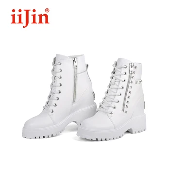 

IIJIN Official European American zipper inner increase thick-soled high heel martin short tube boots fashion women's shoes