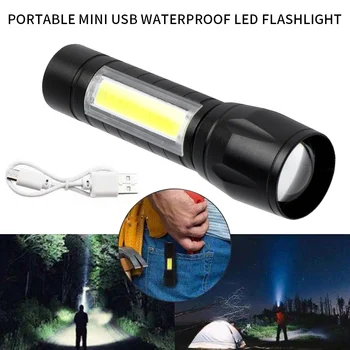 

LED USB Rechargeable Flashlight Waterproof Zoom Strong Outdoor Lighting Torch 3 Modes For Cycling Hiking Camping Emergency