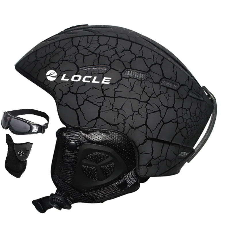 LOCLE Горячая лыжный шлем ABS+ EPS лыжный шлем для взрослых и детей Снежный шлем безопасный скейтборд лыжный шлем для сноуборда - Цвет: Black Crack