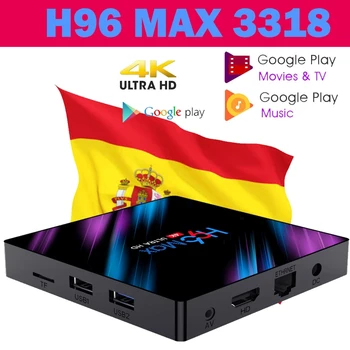 

Android 9.0 H96 Max 3318 Smart TV Box 2.4G/5G Wifi RK3318 Bluetooth 4.0 H96 Max 4G 64G 4K HD YouTube Netflix smart Android TVbox