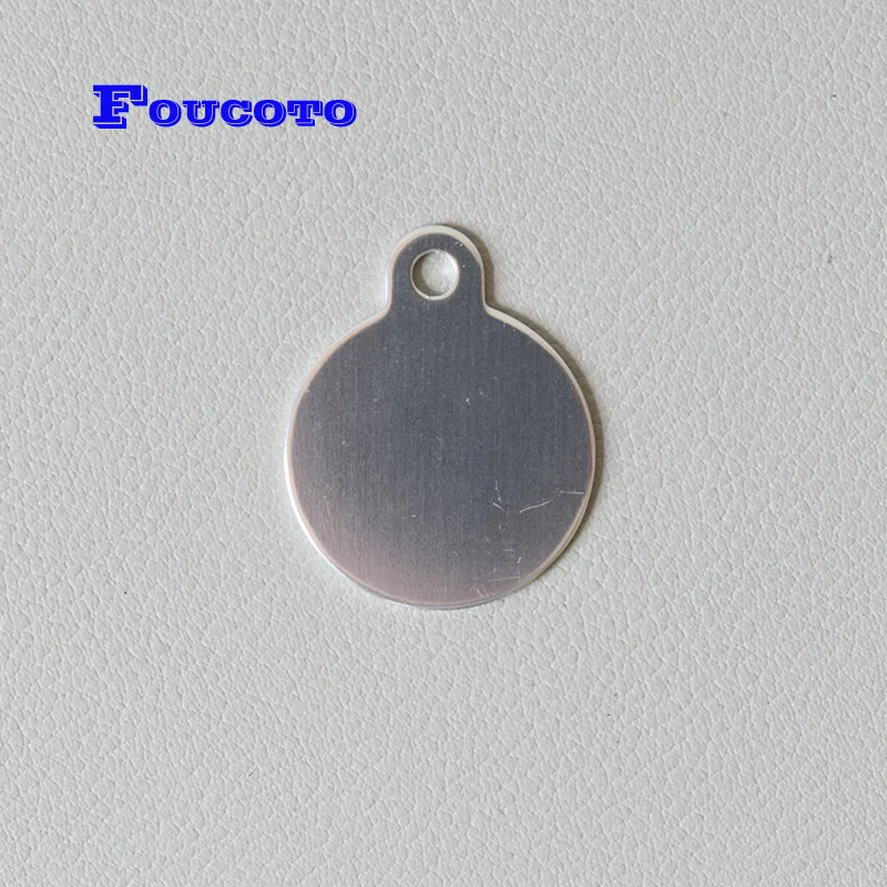Silver 10 шт. Pet Id dog tag алюминиевая круглая ID tag имя незаполненные бирки на ошейник для собак ошейник подвеска индивидуальный логотип Лазерная Персонализированная гравировка текста - Цвет: Silver