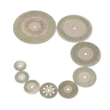 

WENXING 10pcs/set Mini Diamond Saw Blade Silver Cutting Discs with 2X Connecting Shank for Dremel Drill Fit Rotary Tool