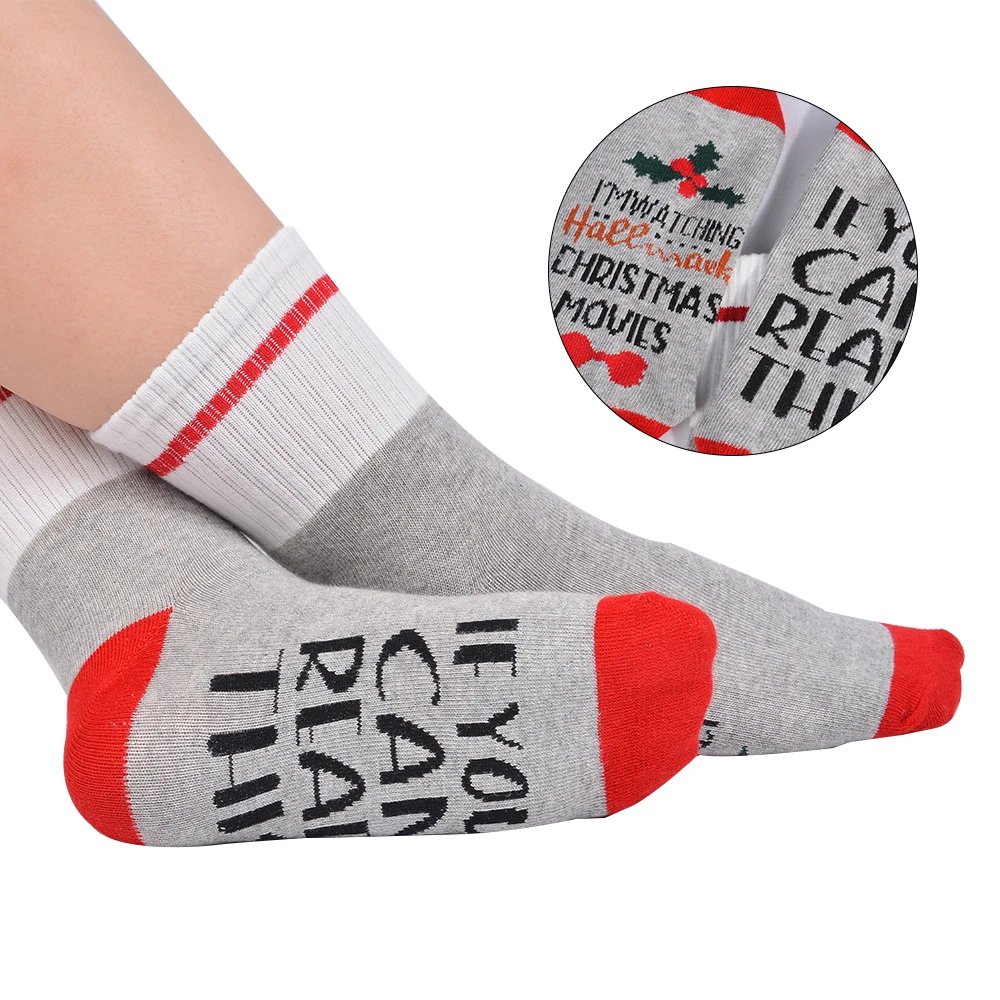 Жаккардовые носки без пятки унисекс с буквенным принтом; Chaussettes Calcetines Homme; Новинка года; модные повседневные Мягкие забавные рождественские носки для женщин
