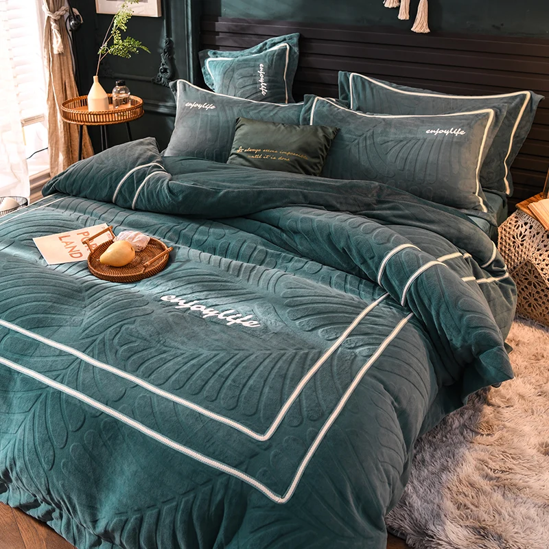 

Double-Sided Levin Flannel Winter Thick Milk Velvet Four-Piece Bedding Set Baby Coral Fleece Sheets Quilt Cover