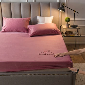 

Winter Warm Coral Velvet Fitted Bed Sheet High Elastic Tight Wrap Bed Mattress Protective Cover Soft Bedspread Bed Linen