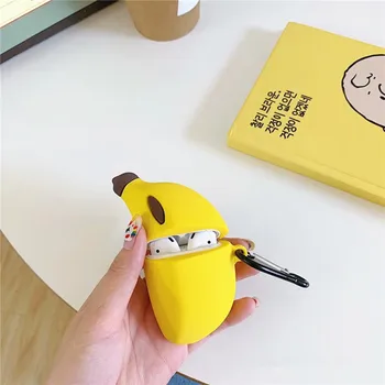 

Hot INS 3D Banana Silicone Simulated Protection Headphone Case For Apple Bluetooth Earphone Airpods 1/2 Cover Cases Accessories