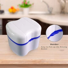 Caixa de dentadura com suporte especialmente projetado para cesta de lavagem, ótimo para cuidados, fácil de abrir, armazenar e recuperar